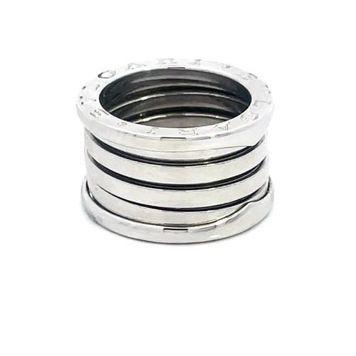 BVLGARI B ZERO.1 GOLD 5 ROW BAND 18K WHITE FLEX TUBOGAS STYLE SIZE 50: BVLGARI B ZERO.1 GOLD 5 ROW BAND 18K WHITE FLEX TUBOGAS STYLE SIZE 50 From B Zero.1 Collection, this Bulgari gold band is from 18k white gold featuring a 5-row flex Tubogas band in size 50. It is a lu