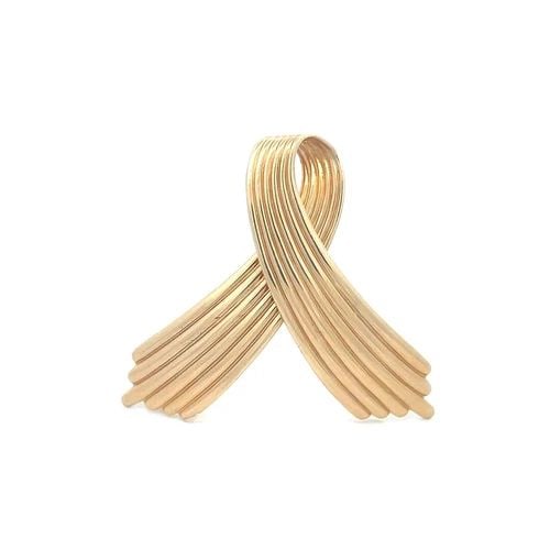 CARTIER 14K GOLD PIN RIBBON BOW YELLOW RIBBED STYLE VINTAGE (1 of 2)