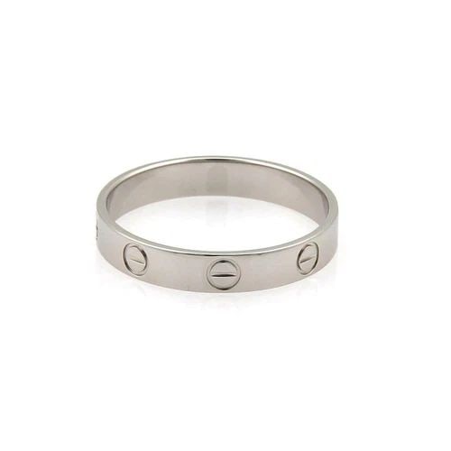 CARTIER RING MINI LOVE 18K WHITE GOLD 3.6MM BAND SIZE EU 58-US 8.75 CERT (1 of 2)
