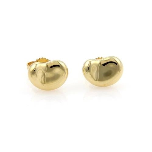 TIFFANY & CO. PERETTI GOLD EARRINGS 18K YELLOW MIDSIZE BEAN STUD STYLE: TIFFANY & CO. PERETTI GOLD EARRINGS 18K YELLOW MIDSIZE BEAN STUD STYLE The Tiffany & Co. Peretti Gold Earrings are elegant midsize studs featuring a classic bean shape design in 18k yellow gold. Signe