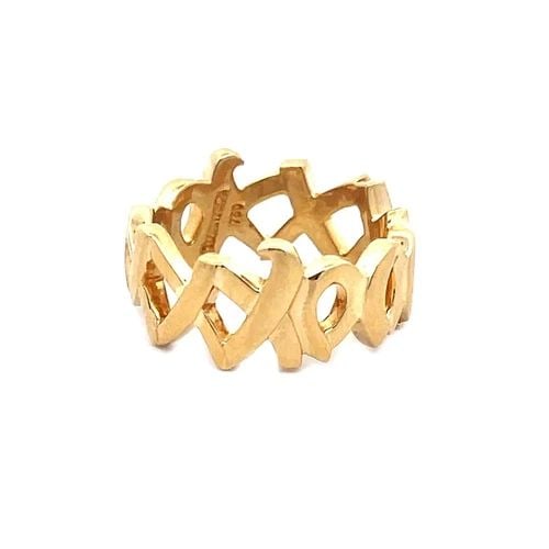 TIFFANY & CO. XO BAND RING WIDE 18K YELLOW GOLD OPEN STYLE SIZE 7 (1 of 2)