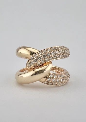 LEVIAN 14K ROSE GOLD 1.25TCW PAVE DIAMOND BRAIDED INFINITY LINK RING (1 of 2)