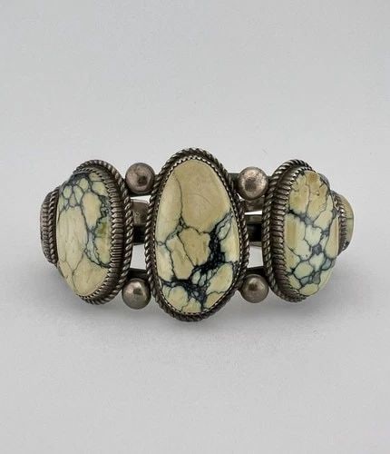 LOREN THOMAS BEGAY NAVAJO STERLING SILVER DAMELE TURQUOISE CUFF BRACELET 129.5G (1 of 2)