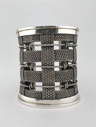 JOHN HARDY STERLING SILVER WOVEN DESIGN 3.25" WIDE BANGLE CUFF BRACELET 153.5G (1 of 2)