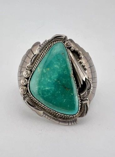 HUGE JEROME BEGAY NAVAJO STERLING SILVER BLUE GEM TURQUOISE CUFF BRACELET 86.7G (1 of 2)
