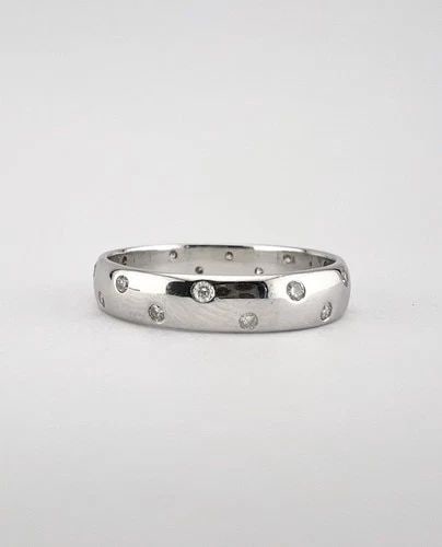 ENGLISH 18K WHITE GOLD .20CT DIAMOND ETERNITY WEDDING STACKABLE BAND RING (1 of 2)