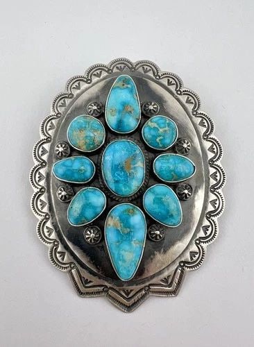 PAUL BEGAY NAVAJO STERLING SILVER SONORAN GOLD TURQUOISE STAMPED PENDANT 3 1/8": PAUL BEGAY NAVAJO STERLING SILVER SONORAN GOLD TURQUOISE STAMPED PENDANT 3 1/8" Vintage Paul J Begay Navajo Sterling Silver Sonoran Gold Turquoise Stamped Pendant 3 1/8" Size: 3 1/8" Tall With bail by