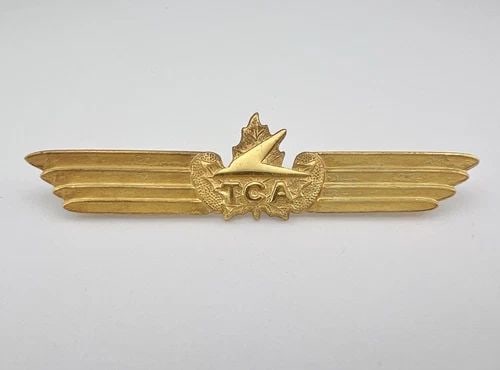 RARE 1950'S TRANS CANADA AIRLINES (TCA) CAPTAIN PILOT WING PIN BADGE 3.25" (1 of 2)