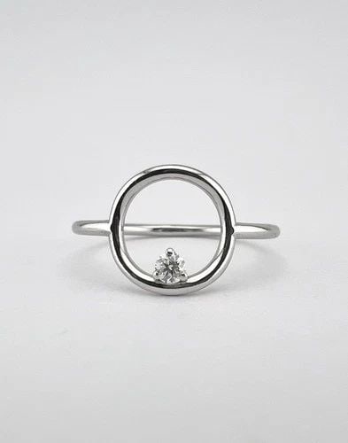 DESIGNER FERKOS 14K WHITE GOLD .05CT MINIMALIST CONTEMPORARY "O" OPEN BAND RING (1 of 1)