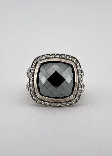 DAVID YURMAN STERLING SILVER ALBION HEMATITE & DIAMOND TWIST CABLE RING SIZE 6 (1 of 2)