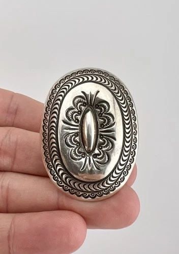 VINTAGE ARNOLD BLACKGOAT NAVAJO STERLING SILVER STAMPED CONCHO RING 1 7/8" (1 of 1)