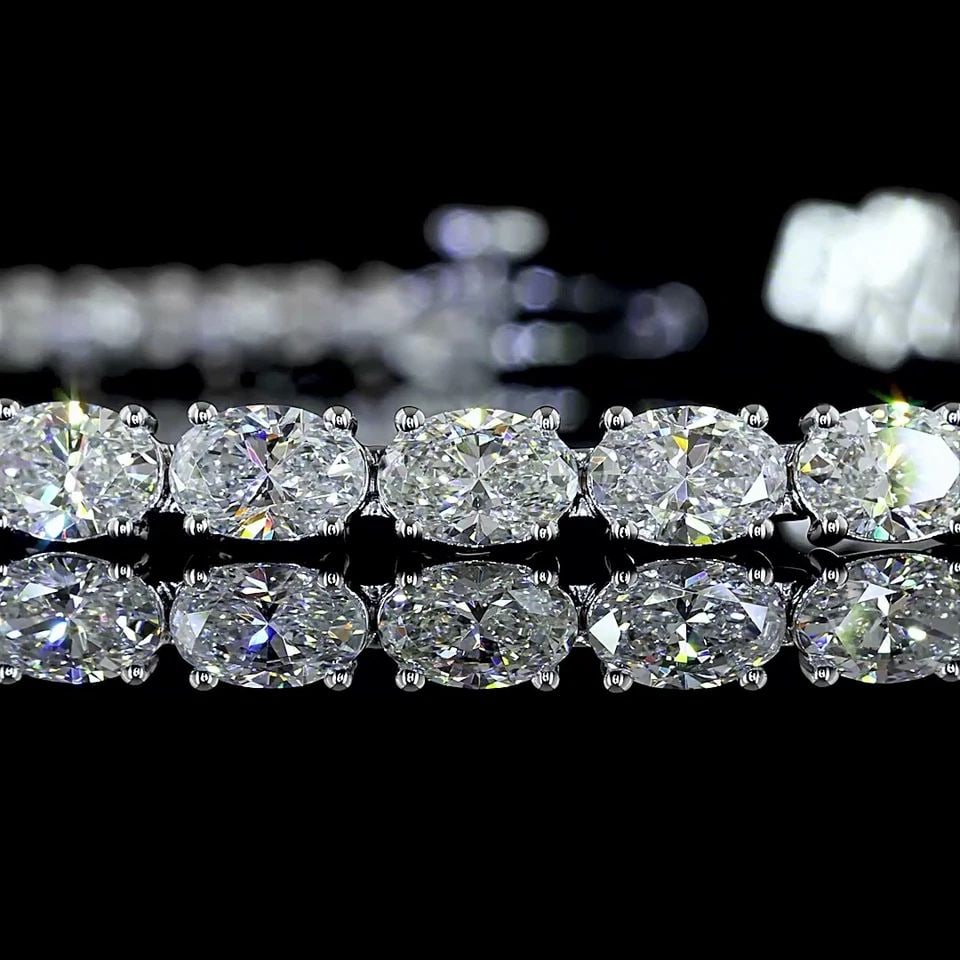 LAB-GROWN 7.63 CARAT OVAL E-F-VS1 DIAMOND 14K WHITE GOLD TENNIS BRACELET (1 of 1)