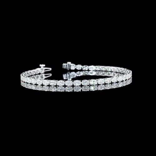 LAB-GROWN 5.14 CARAT OVAL E-VS DIAMOND 14K WHITE GOLD TENNIS BRACELET: LAB-GROWN 5.14 CARAT OVAL E-VS DIAMOND 14K WHITE GOLD TENNIS BRACELET Title: High-quality Brand-New Echo Friendly Elegant Lab-Grown 5.14 Carat Oval E-VS Diamond 14K White Gold Tennis Bracelet Video Li