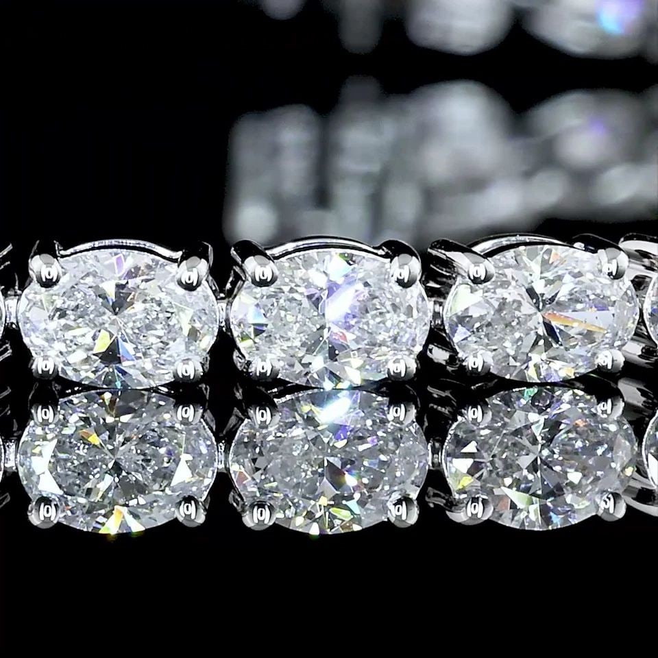 LAB-GROWN 4.96 CARAT OVAL E-VS DIAMOND 14K WHITE GOLD TENNIS BRACELET: LAB-GROWN 4.96 CARAT OVAL E-VS DIAMOND 14K WHITE GOLD TENNIS BRACELET Title: High-quality Brand-New Echo Friendly Elegant Lab-Grown 4.96 Carat Oval E-VS Diamond 14K White Gold Tennis Bracelet Video Li