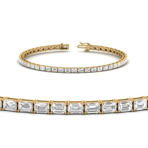 LAB-GROWN 4.93 CARAT EMERALD E-F-VS2 DIAMOND 14K YELLOW GOLD TENNIS BRACELET: LAB-GROWN 4.93 CARAT EMERALD E-F-VS2 DIAMOND 14K YELLOW GOLD TENNIS BRACELET LAB-GROWN 4.93 CARAT EMERALD E-F-VS2 DIAMOND 14K YELLOW GOLD TENNIS BRACELET PRODUCT DESCRIPTION Title: High-quality Brand-