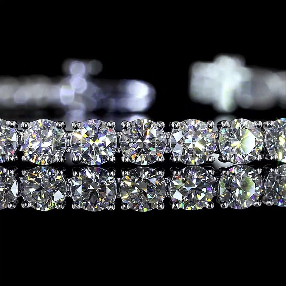 LAB-GROWN 7.46 CARAT ROUND E-F-VS2 DIAMOND 14K WHITE GOLD TENNIS BRACELET (1 of 1)