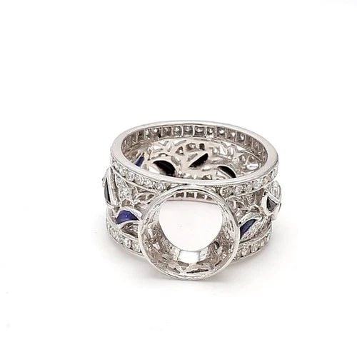 1.45 CARAT ROUND DIAMOND 0.25 CARAT RUBY 0.25 CARAT SAPPHIRE PLATINUM SEMI MOUNT (1 of 2)