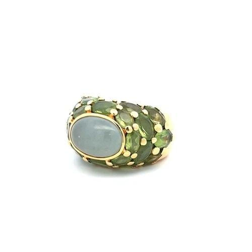 10.00 CARAT OVAL SHAPE PERIDOT 13.8-9.7MM QUARTZ 18K YELLOW GOLD COCKTAIL RING (1 of 2)