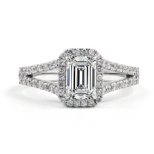 LAB-GROWN 4.69 CARAT EMERALD E-F-VVS2 DIAMOND 14K WHITE GOLD SPLIT SHANK RING: LAB-GROWN 4.69 CARAT EMERALD E-F-VVS2 DIAMOND 14K WHITE GOLD SPLIT SHANK RING Title: High-quality Brand-New Echo Friendly Elegant Lab-Grown 4.69 Carat Emerald E-F-VVS2 Diamond 14K White Gold Split Sha