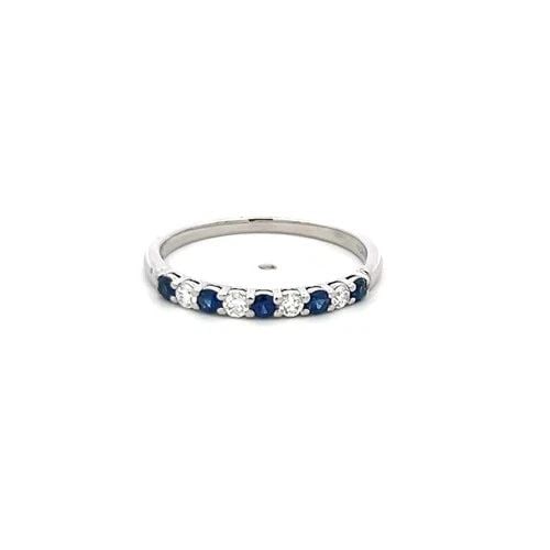 TIFFANY & CO PLATINUM HALF-ETERNITY RING WITH SAPPHIRE & DIAMOND (0.12CT FVS): TIFFANY & CO PLATINUM HALF-ETERNITY RING WITH SAPPHIRE & DIAMOND (0.12CT FVS) PRODUCT DESCRIPTION Designer: Tiffany & Co Title: Tiffany & Co 0.15 Carat Round Brilliant Sapphire 0.12 Carat Round Brilli