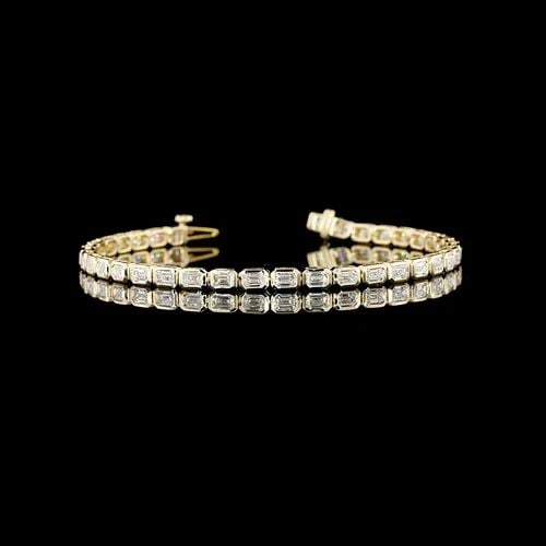 LAB-GROWN 4.2 CARAT EMERALD F-VS1 DIAMOND 14K YG TENNIS BRACELET: LAB-GROWN 4.2 CARAT EMERALD F-VS1 DIAMOND 14K YG TENNIS BRACELET Lab-Grown 4.2 Carat Emerald F-VS1 Diamond 14K Yellow Gold Tennis Bracelet Details Department Unisex Adults Main Stone Emerald Metal Yel