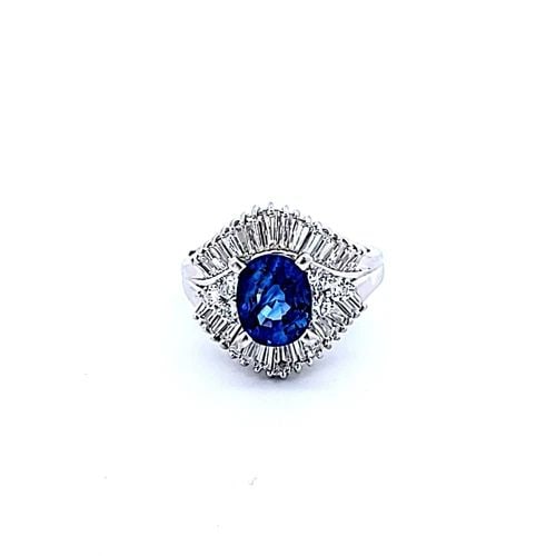 2.45 CARAT SAPPHIRE 2.00 CARAT MIX CUT DIAMOND PLATINUM GEMS STONE RING (1 of 1)