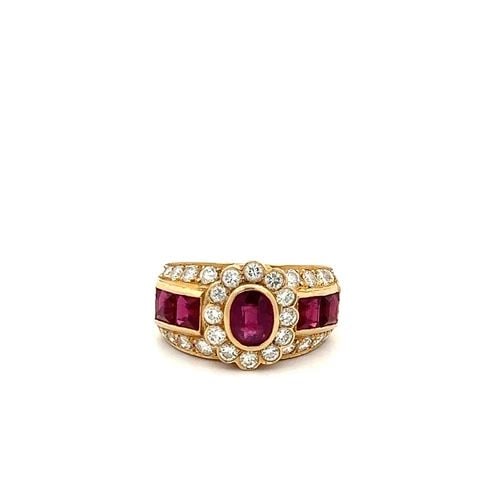 1.30 CARAT RUBELLITE 0.75 CARAT ROUND DIAMOND 18K YELLOW GOLD ENGAGEMENT RING (1 of 2)