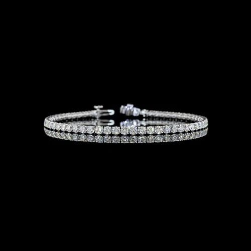 LAB-GROWN 5.39 CARAT ROUND E-VS DIAMOND 14K WHITE GOLD TENNIS BRACELET: LAB-GROWN 5.39 CARAT ROUND E-VS DIAMOND 14K WHITE GOLD TENNIS BRACELET Title: High-quality Brand-New Echo Friendly Elegant Lab-Grown 5.39 Carat Round E-VS Diamond 14K White Gold Tennis Bracelet Video 