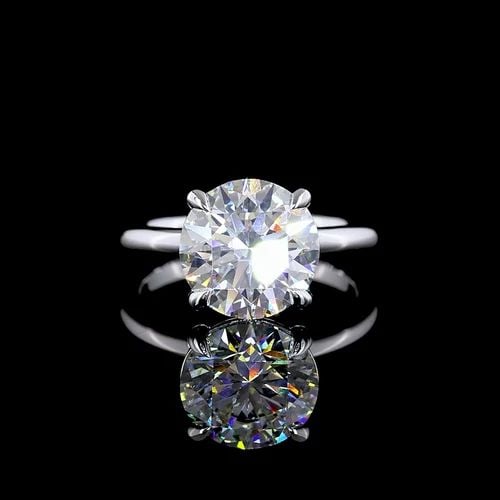 LAB-GROWN 4.02 CARAT ROUND E-F-VVS2 DIAMOND 14K WHITE GOLD SOLITAIRE RING: LAB-GROWN 4.02 CARAT ROUND E-F-VVS2 DIAMOND 14K WHITE GOLD SOLITAIRE RING Title: High-quality Brand-New Echo Friendly Elegant Lab-Grown 4.02 Carat Round E-F-VVS2 Diamond 14K White Gold Solitaire Ring 
