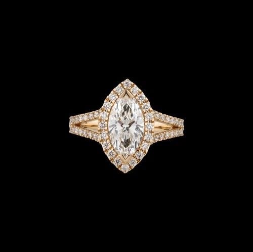 LAB-GROWN 3.96 CARAT MARQUISE E-F-VVS2 DIAMOND 14K YELLOW GOLD SPLIT SHANK RING: LAB-GROWN 3.96 CARAT MARQUISE E-F-VVS2 DIAMOND 14K YELLOW GOLD SPLIT SHANK RING Title: High-quality Brand-New Echo Friendly Elegant Lab-Grown 3.96 Carat Marquise E-F-VVS2 Diamond 14K Yellow Gold Split