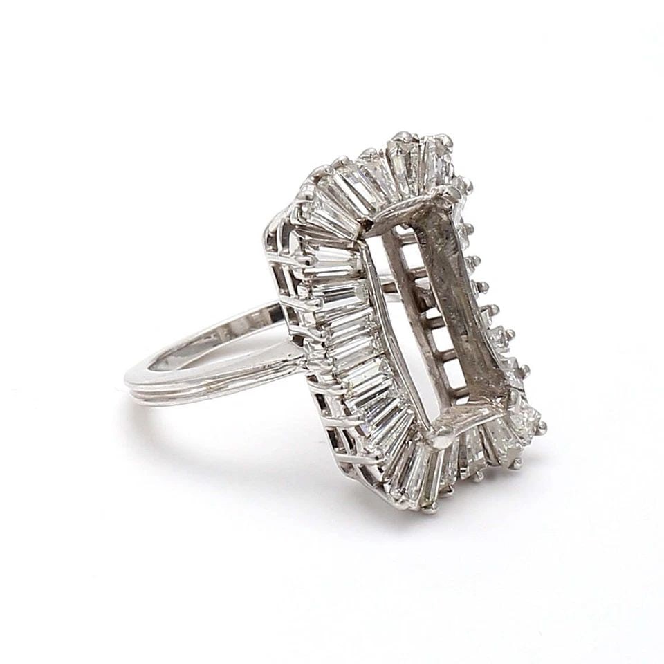 1.40 CARAT BAGUETTE SHAPE H VS2 DIAMOND PLATINUM SEMI MOUNT RING (1 of 1)
