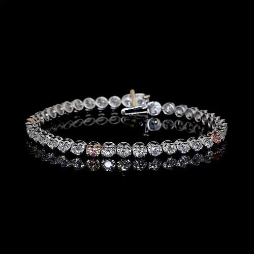 LAB-GROWN 4.46 CARAT ROUND F-VS2 DIAMOND 14K TWO TONE TENNIS BRACELET: LAB-GROWN 4.46 CARAT ROUND F-VS2 DIAMOND 14K TWO TONE TENNIS BRACELET Lab-Grown 4.46 Carat Round F-VS2 Diamond 14K Two Tone Tennis Bracelet Multi-Tone Gold Details Department Unisex Adults Main Stone 