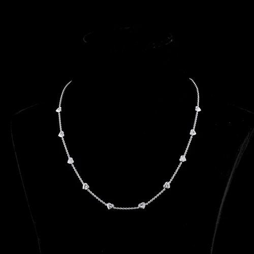 LAB-GROWN 3.15 CARAT HEART E-F-VS DIAMOND 14K WHITE GOLD STATION NECKLACE: LAB-GROWN 3.15 CARAT HEART E-F-VS DIAMOND 14K WHITE GOLD STATION NECKLACE Title: High-quality Brand-New Echo Friendly Elegant Lab-Grown 3.15 Carat Heart E-F-VS Diamond 14K White Gold Station Necklace 