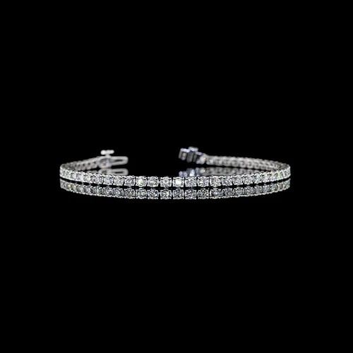 LAB-GROWN 2.8 CARAT ROUND E-F-VS2 DIAMOND 14K WHITE GOLD TENNIS BRACELET (1 of 2)