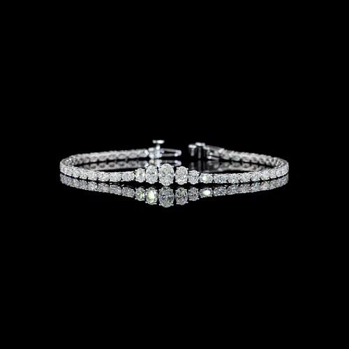 LAB-GROWN 4.49 CARAT OVAL E-F- DIAMOND 14K WHITE GOLD TENNIS BRACELET: LAB-GROWN 4.49 CARAT OVAL E-F- DIAMOND 14K WHITE GOLD TENNIS BRACELET Title: High-quality Brand-New Echo Friendly Elegant Lab-Grown 4.49 Carat Oval E-F- Diamond 14K White Gold Tennis Bracelet Video Li