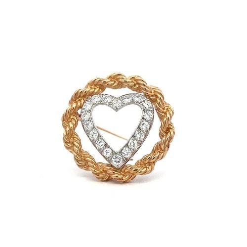VINTAGE 18K GOLD/PLAT PIN BROOCH WITH 1 CARAT ROUND H VS DIAMONDS: VINTAGE 18K GOLD/PLAT PIN BROOCH WITH 1 CARAT ROUND H VS DIAMONDS PRODUCT DESCRIPTION Video: Video Link Detailed Description: Elevate your collection with this vintage pin brooch crafted from 18 Karat