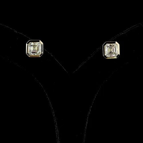 LAB-GROWN 4.59 CARAT ASSCHER E-F-VVS2 DIAMOND 14K YELLOW GOLD STUDS EARRINGS: LAB-GROWN 4.59 CARAT ASSCHER E-F-VVS2 DIAMOND 14K YELLOW GOLD STUDS EARRINGS Title: High-quality Brand-New Echo Friendly Elegant Lab-Grown 4.59 Carat Asscher E-F-VVS2 Diamond 14K Yellow Gold Studs Ear