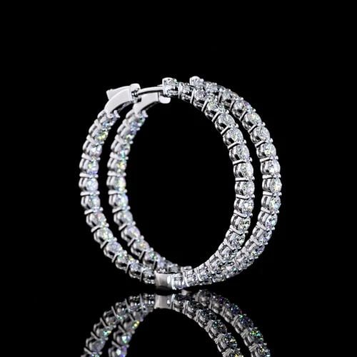 LAB-GROWN 5.11 CARAT ROUND E-F-VS1 DIAMOND 14K WHITE GOLD HOOPS EARRINGS: LAB-GROWN 5.11 CARAT ROUND E-F-VS1 DIAMOND 14K WHITE GOLD HOOPS EARRINGS Title: High-quality Brand-New Echo Friendly Elegant Lab-Grown 5.11 Carat Round E-F-VS1 Diamond 14K White Gold Hoops Earrings Vi