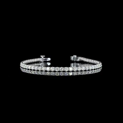 LAB-GROWN 5.25 CARAT ROUND E-F-VS2 DIAMOND 14K WHITE GOLD TENNIS BRACELET: LAB-GROWN 5.25 CARAT ROUND E-F-VS2 DIAMOND 14K WHITE GOLD TENNIS BRACELET Title: High-quality Brand-New Echo Friendly Elegant Lab-Grown 5.25 Carat Round E-F-VS2 Diamond 14K White Gold Tennis Bracelet 