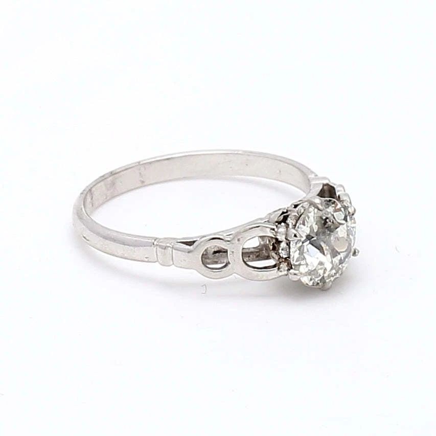 1.04 CARAT OLD EUROPEAN CUT SHAPE J-I2 DIAMOND 18K WG ENGAGEMENT RING (1 of 1)