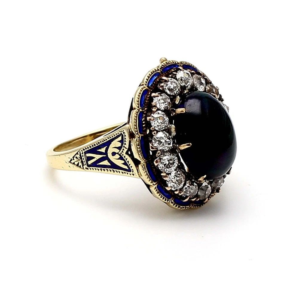 4.00 CARAT OPAL 1.25 CARAT OLD EUROPEAN DIAMOND 14K YG VINTAGE RING (1 of 1)