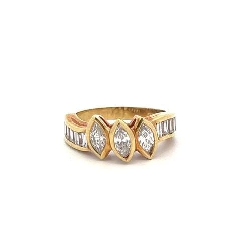 18K YG COCKTAIL RING WITH 1.35 CARAT MARQUIS & BAGUETTE SHAPE DIAMONDS SIZE 6 (1 of 2)