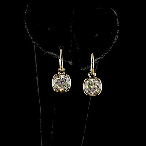 LAB-GROWN 4.06 CARAT ROUND E-F-VS1 DIAMOND 14K YELLOW GOLD HANGING EARRINGS: LAB-GROWN 4.06 CARAT ROUND E-F-VS1 DIAMOND 14K YELLOW GOLD HANGING EARRINGS PRODUCT DESCRIPTION Title: High-quality Brand-New Echo Friendly Elegant Lab-Grown 4.06 Carat Round E-F-VS1 Diamond 14K Yello