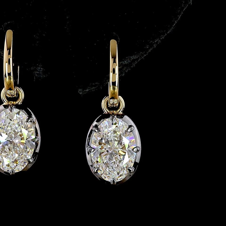 LAB-GROWN 4 CARAT OVAL E-F-VS1 DIAMOND 14K YELLOW GOLD HANGING EARRINGS: LAB-GROWN 4 CARAT OVAL E-F-VS1 DIAMOND 14K YELLOW GOLD HANGING EARRINGS $3,080.00 PRODUCT DESCRIPTION Title: High-quality Brand-New Echo Friendly Elegant Lab-Grown 4 Carat Oval E-F-VS1 Diamond 14K Yel