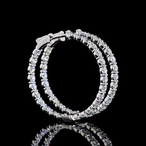 LAB-GROWN 4.27 CARAT ROUND E-F-VS1 DIAMOND 14K WHITE GOLD HOOPS EARRINGS: LAB-GROWN 4.27 CARAT ROUND E-F-VS1 DIAMOND 14K WHITE GOLD HOOPS EARRINGS Title: High-quality Brand-New Echo Friendly Elegant Lab-Grown 4.27 Carat Round E-F-VS1 Diamond 14K White Gold Hoops Earrings Vi