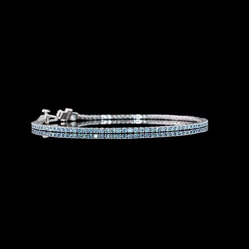 LAB-GROWN 1.58 CARAT ROUND FANCY BLUE-VS2 DIAMOND 14K WHITE GOLD TENNIS BRACELET: LAB-GROWN 1.58 CARAT ROUND FANCY BLUE-VS2 DIAMOND 14K WHITE GOLD TENNIS BRACELET Title: High-quality Brand-New Echo Friendly Elegant Lab-Grown 1.58 Carat Round Fancy Blue-VS2 Diamond 14K White Gold Te