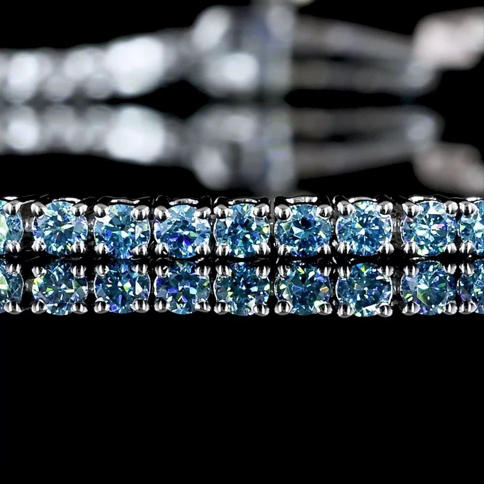 LAB-GROWN 1.52 CARAT ROUND FANCY VIVID-VS2 DIAMOND 14K WG TENNIS BRACELET: LAB-GROWN 1.52 CARAT ROUND FANCY VIVID-VS2 DIAMOND 14K WG TENNIS BRACELET Title: High-quality Brand-New Echo Friendly Elegant Lab-Grown 1.52 Carat Round Fancy Vivid-VS2 Diamond 14K White Gold Tennis B