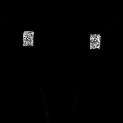LAB-GROWN 4.58 CARAT RADIANT E-F-VVS2 DIAMOND 14K WHITE GOLD STUDS EARRINGS: LAB-GROWN 4.58 CARAT RADIANT E-F-VVS2 DIAMOND 14K WHITE GOLD STUDS EARRINGS Title: High-quality Brand-New Echo Friendly Elegant Lab-Grown 4.58 Carat Radiant E-F-VVS2 Diamond 14K White Gold Studs Earri