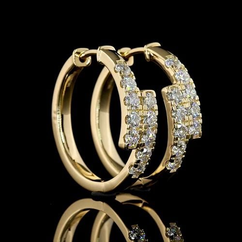 LAB-GROWN 1.26 CARAT ROUND E-F-VS2 DIAMOND 14K YELLOW GOLD HUGGIES EARRINGS: LAB-GROWN 1.26 CARAT ROUND E-F-VS2 DIAMOND 14K YELLOW GOLD HUGGIES EARRINGS Title: High-quality Brand-New Echo Friendly Elegant Lab-Grown 1.26 Carat Round E-F-VS2 Diamond 14K Yellow Gold Huggies Earri