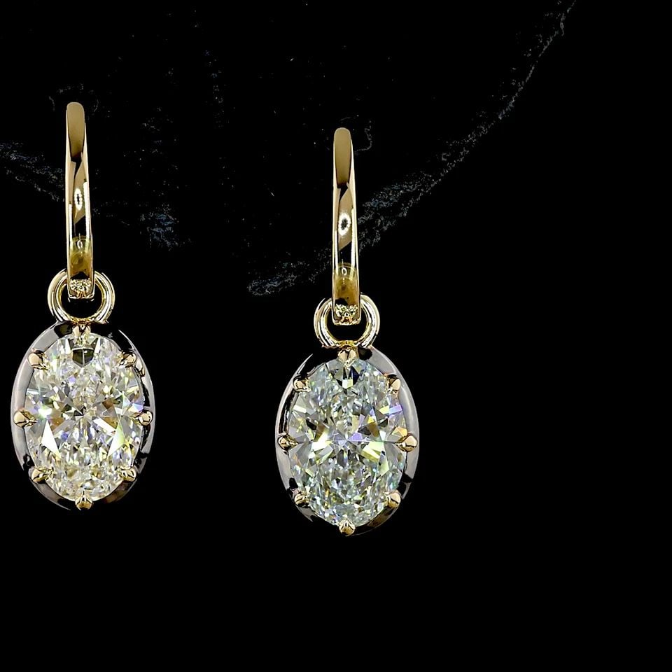 LAB-GROWN 3.01 CARAT MARQUISE E-F-VS1 DIAMOND 14K YELLOW GOLD HANGING EARRINGS: LAB-GROWN 3.01 CARAT MARQUISE E-F-VS1 DIAMOND 14K YELLOW GOLD HANGING EARRINGS Title: High-quality Brand-New Echo Friendly Elegant Lab-Grown 3.01 Carat Marquise E-F-VS1 Diamond 14K Yellow Gold Hanging
